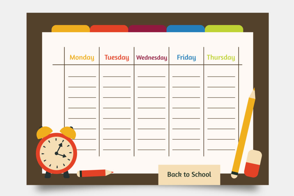 Weekly timetable schedule