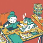 A lady working from home illustration