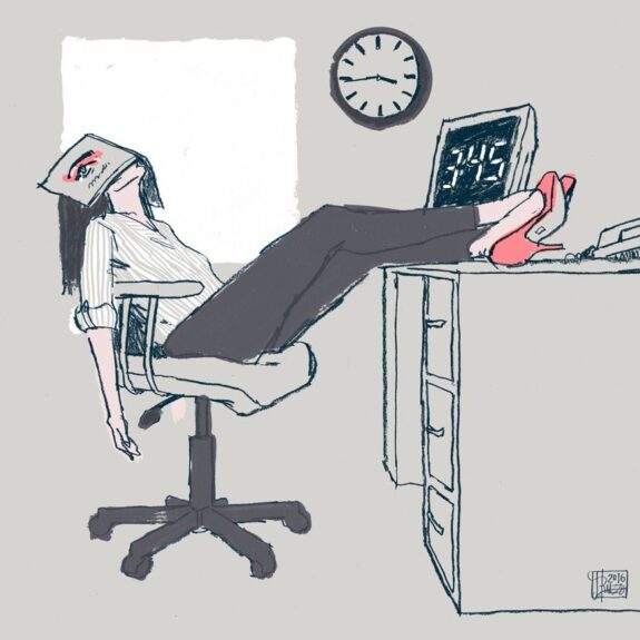 Bored at work illustration