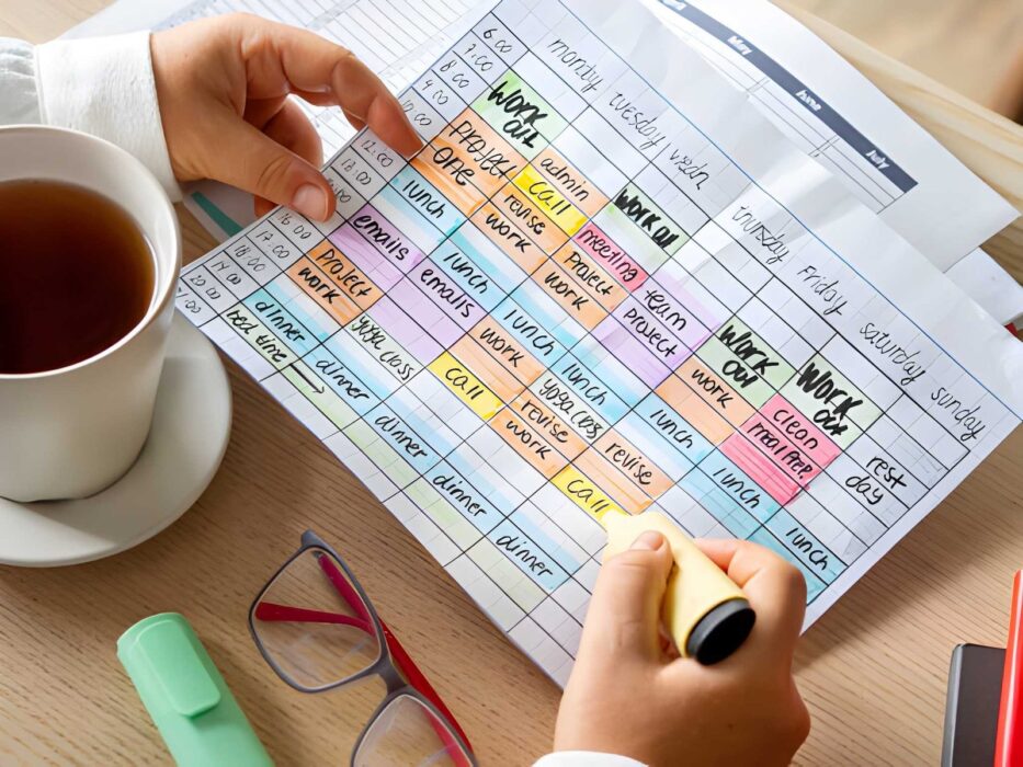 time blocking tasks on a weekly calendar