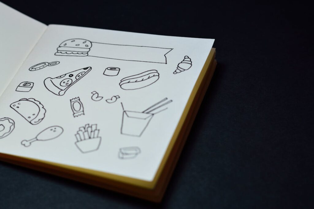 Open sketchbook