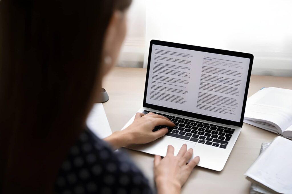Businesswoman working on her laptop